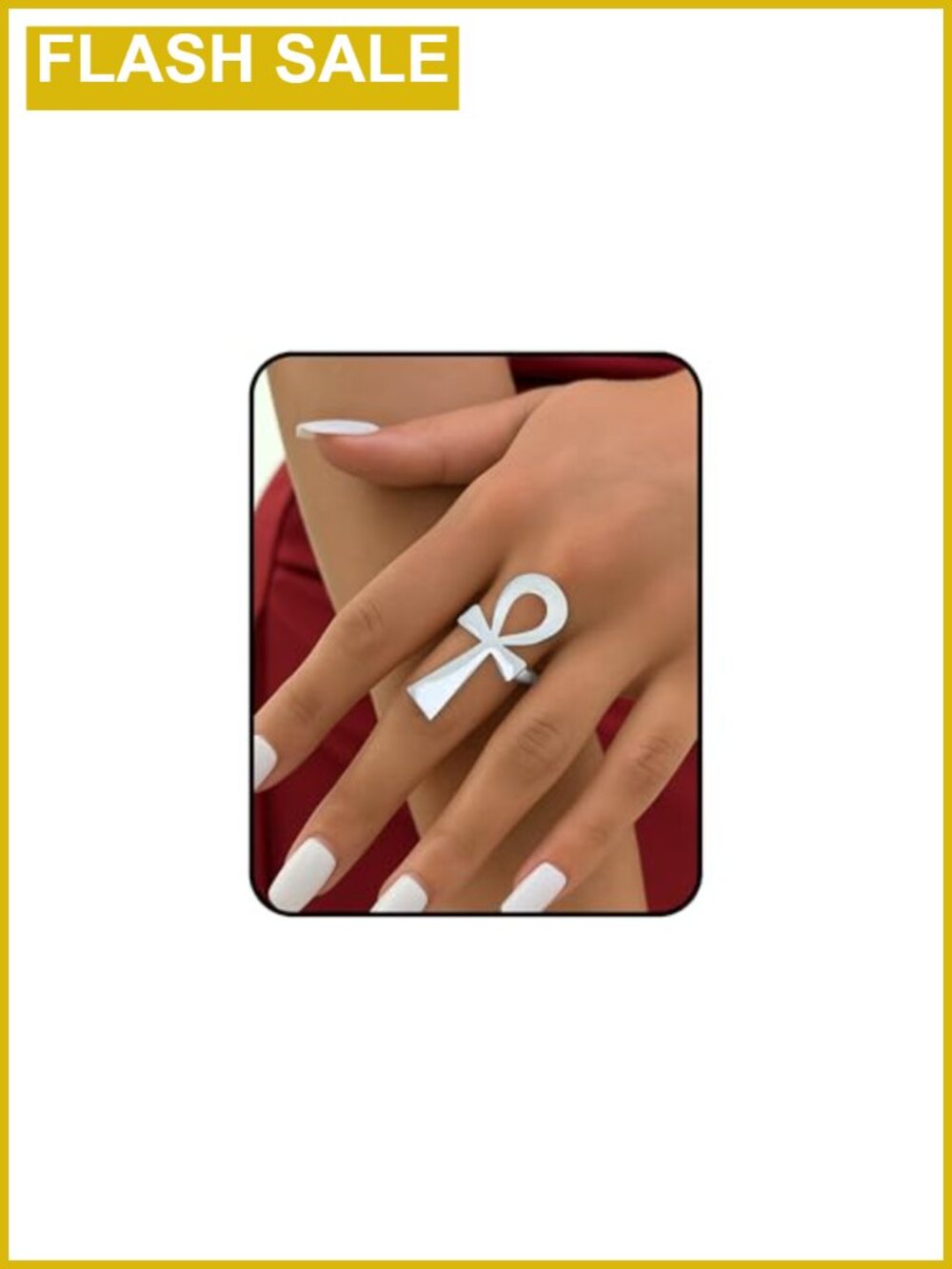 Egyptian Ankh Statement Ring Gold Plated Stainless Steel Adjustable